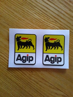Agip Motorbike Motorcycle Vinyl Fairing Laminated Stickers Decals x2 ...