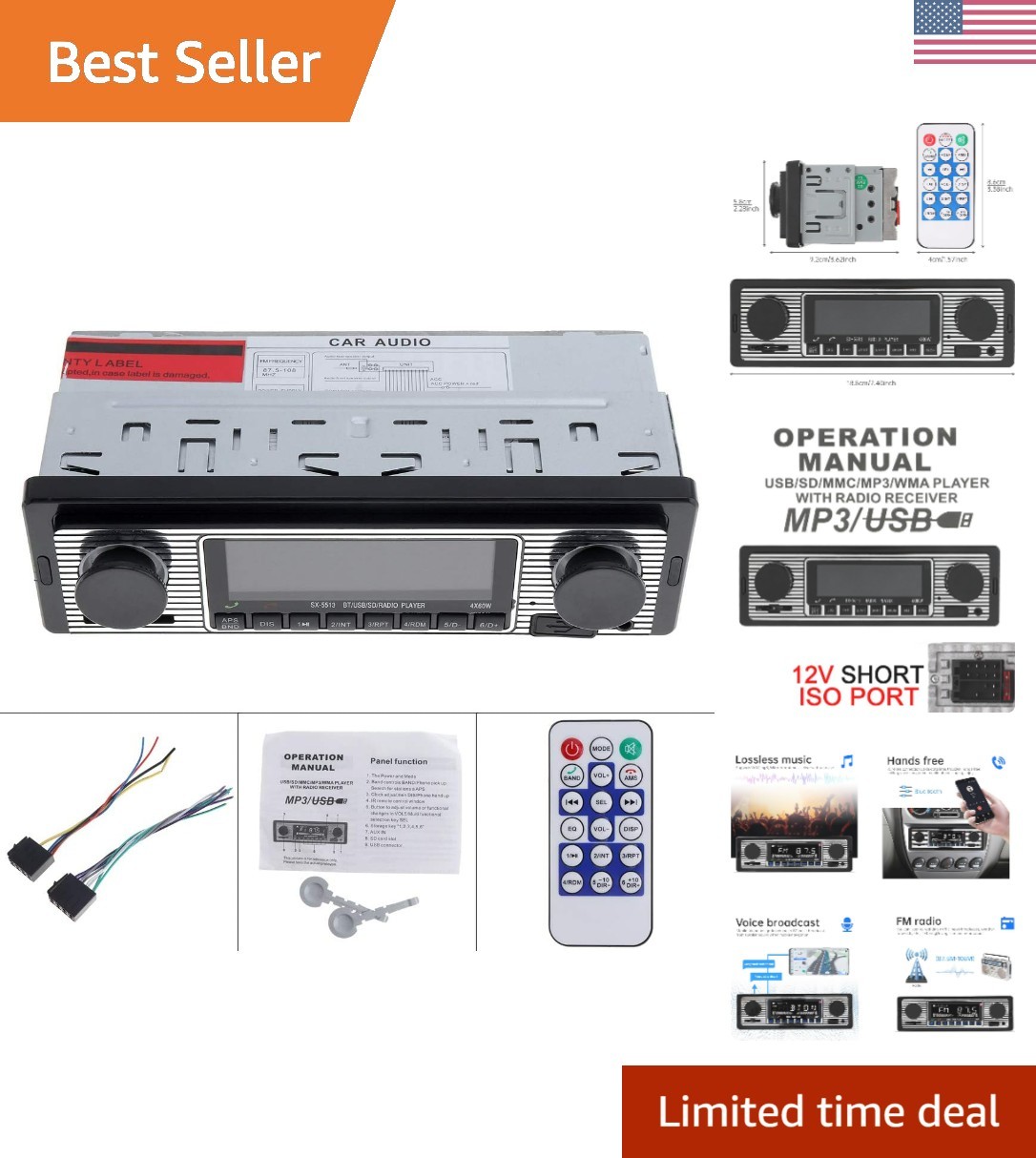 Mp3 Player Vehicle Stereo Audio Support Fm/usb/sd/aux...