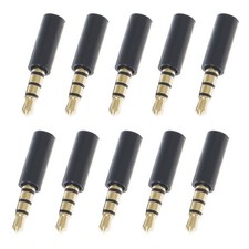 10x Gold Plated 4 Pole 3.5mm Male Stereo Earphone Headphone Jack Plug Soldering