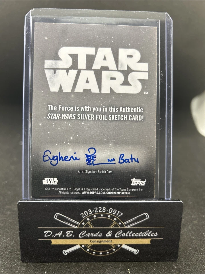 2025 TOPPS CHROME STAR WARS SILVER FOIL SKETCH CARD ARTIST AUTO 1/1 - T04 - Image 2 of 2