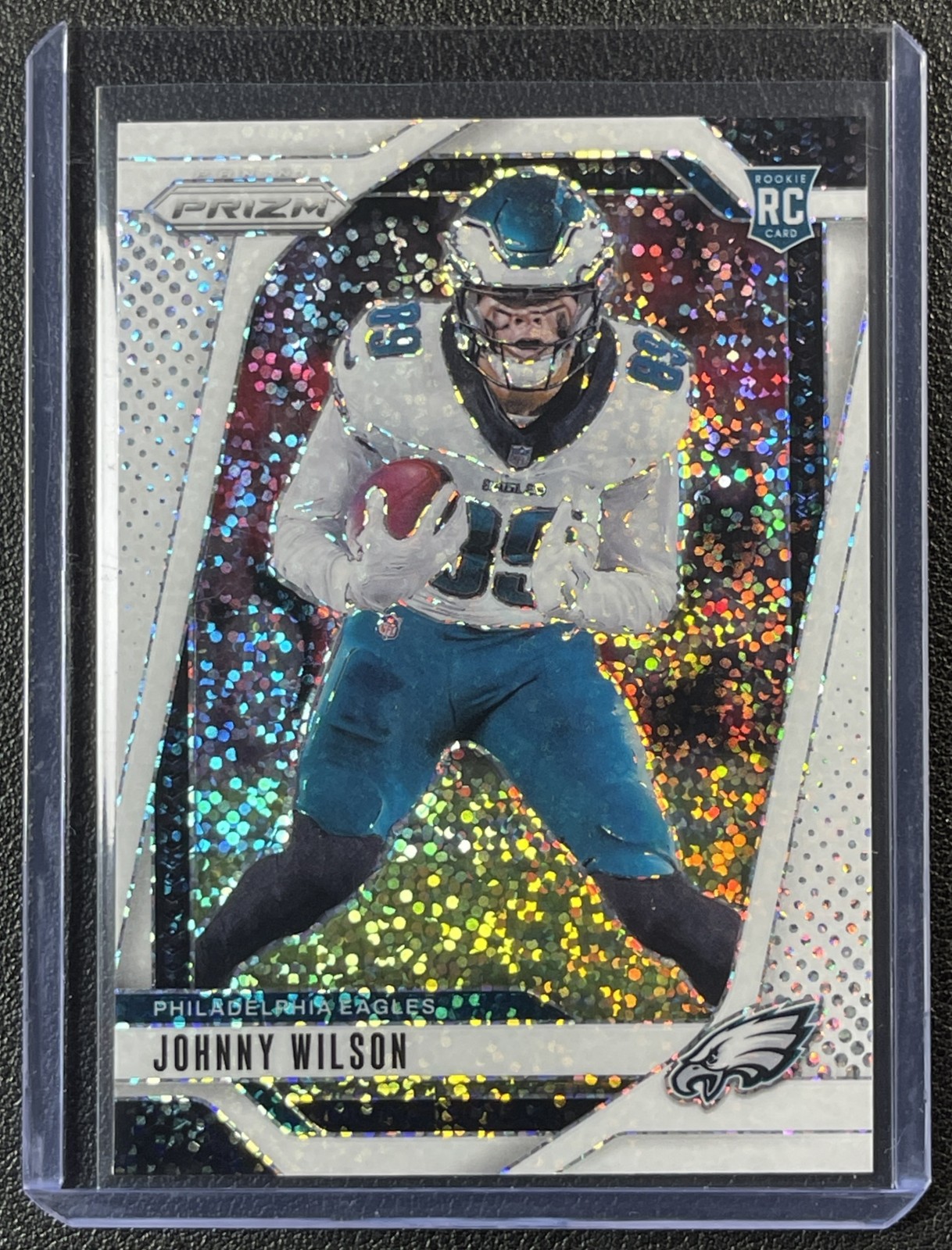 JOHNNY WILSON 2024 PANINI PRIZM #355 ROOKIE WHITE SPARKLE PRIZM SSP RC EAGLES