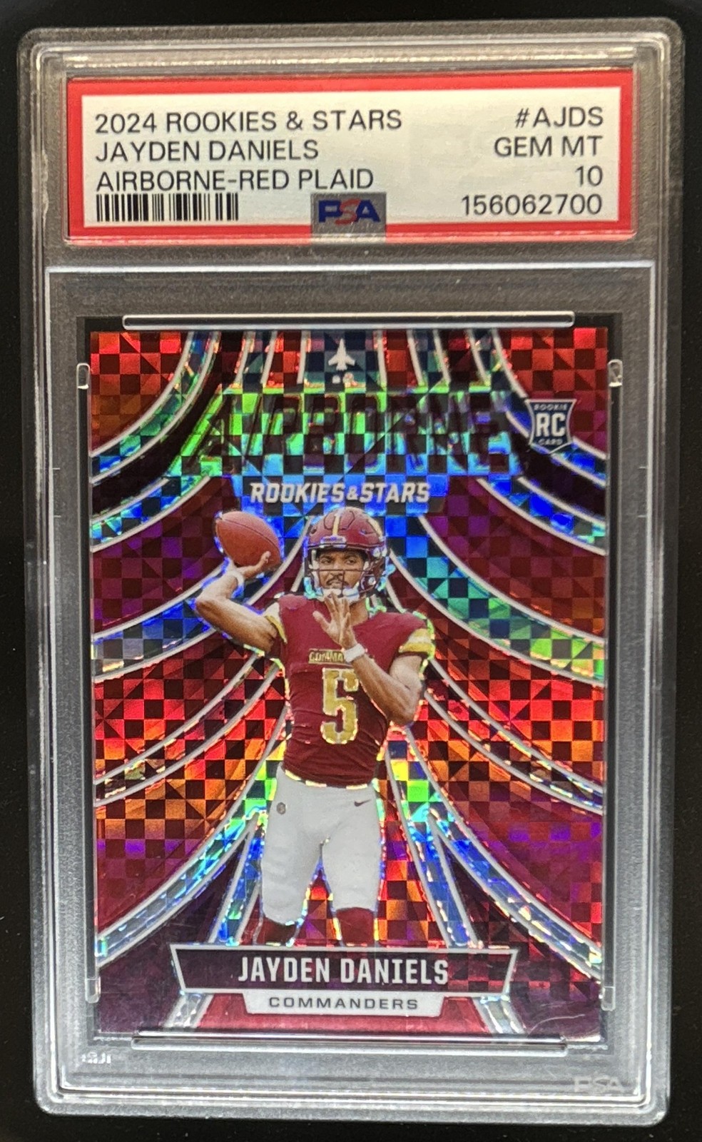 2024 Panini Rookies & Stars Jayden Daniels Airborne RC Red Plaid #A-JDS PSA 10