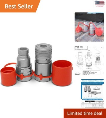 Universal 1/2'' Flat Face Hydraulic Couplings for Skid Steers - Maximum Flow Rate