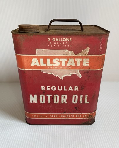Vintage Allstate Regular Motoröl Metall Dose Werbung Dose 2 Gallonen