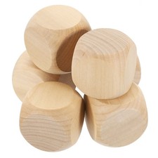 6pcs Blank Wooden Dice, 50mm 2 inch Unfinished Wooden Cube Rounded Corners