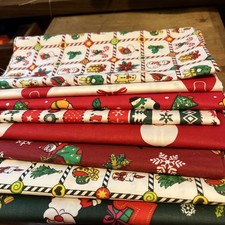 Lot of 8 Fat Quarters Cotton Fabric Christmas Prints Quilt Sew Any Projects NEW