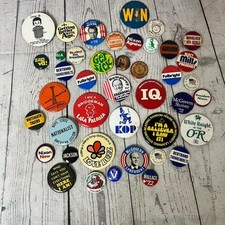 Lot Of 42 1970  s Pinback Buttons Political Social Funny Advertise Local School