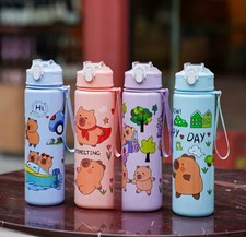 800ML Water Bottles For Boys & Girls with Straw Carry Strap