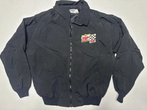 Vintage MBA Miller Racing Team Zip Jacket Black MADE IN USA SZ L EUC - product listing photo