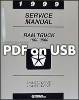1999 Dodge RAM Truck Shop Manuell USB 1500 2500 3500 Gas Diesel Service Pickup