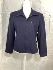 VTG Pendleton Knockabouts Jacket Womens Sz 8 Blue Herringbone Wool Zip Front USA