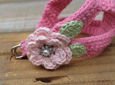 Pink Step In Harness for Dogs Puppies Crocheted, W/ Beautiful Flower 10  
