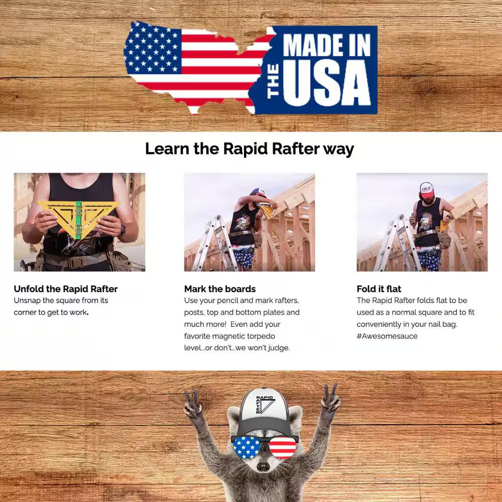 Yellow and Forest Green Double-Sided Rafter Square - 7 in - High Impact Polystyr