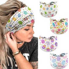 4 Pack Easter Headbands for Women - Colorful Spring Hair Bands with Eggs Flow...