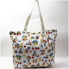 Autentica borsa tote bag in nylon LeSportsac borsa a tracolla bianca x multic...