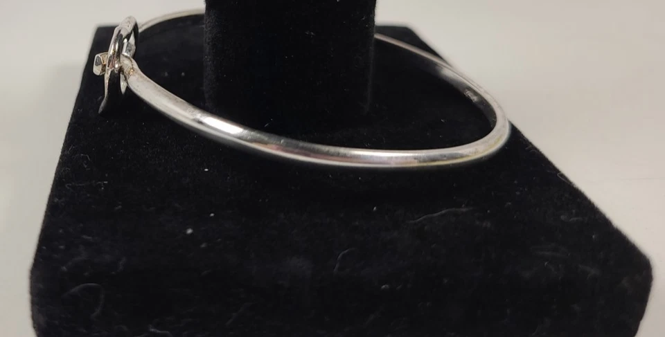 Brazalete Brazalete Love Heart Sin Piedra Tensión con Bisagras Plata de Ley 925 Pequeño/Mediano 7" Foto 3 de 4