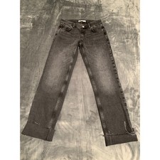 Zara Jeans Womens Size 2 Straight Leg Faded Black Raw Hem Denim