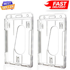2 Pack Hard Plastic Badge Holders Heavy Duty Clear ID Credit Card Protector...