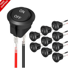 10 pack round rocker switch 12v on off 12 volt dc circle toggle switch 2 pin
