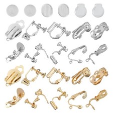 Clip-on Earring Converter with Silicon Earring Pads - 60Pcs White Gold