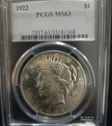 1922 Peace Dollar $1 PCGS MS63