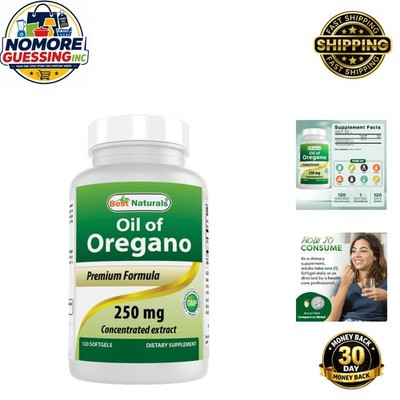 120 Count Oregano Oil 250 Mg Softgels - Gluten Free, All Natural Ingredients
