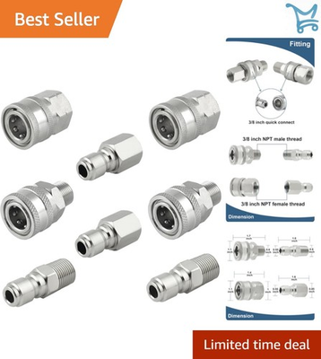 #ad Pressure Washer Fittings Stainless Steel Adapter Set 8 Pieces 3 8 Inch Quick ... $45.98