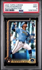 2025 Topps Chrome #201 Carlos Rodriguez Black Refractor PSA 9