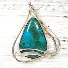 VINTAGE EILAT ISRAEL STERLING SILVER 925 PENDANT BIG MODERNIST PIN RETRO PRETTY