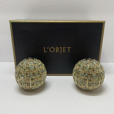 L'Objet Pave Sphere Salt & Pepper Spice Jewels shakers with crystals