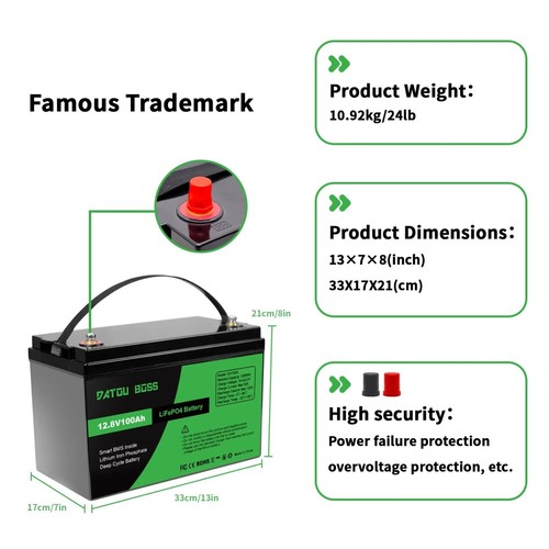 DATOUBOSS Lithium Battry 12V100A200A300A LiFePO4 Akku Rechargeable Solar - Bild 4 von 13