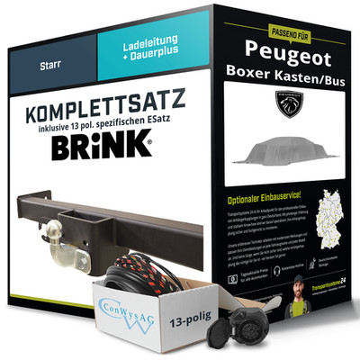 Für PEUGEOT Boxer Kasten/Bus 250 Anhängerkupplung starr +eSatz 13pol 11-24 Set