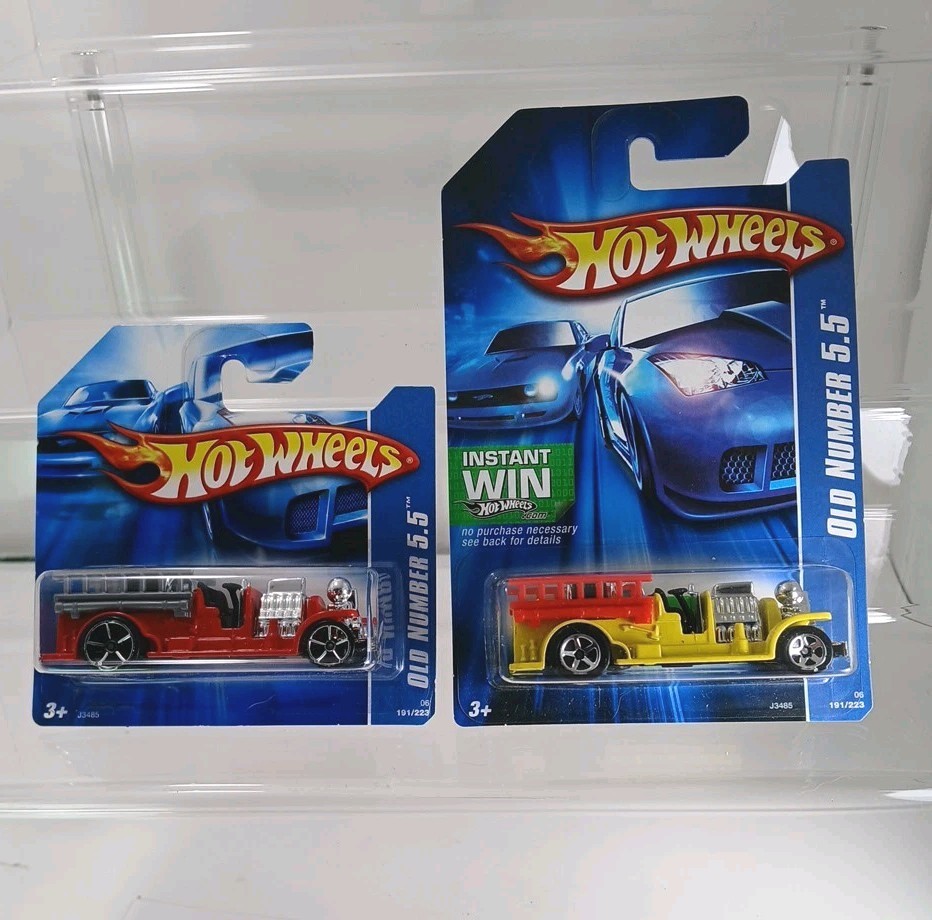 2007 Hot Wheels Old Number 5.5 #191 Fire Engine Truck Yellow And Red Lot Of 2