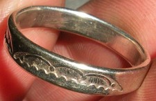VINTAGE NAVAJO STERLING SILVER WEDDING BAND RING GREAT STAMPING SIZE 10 vafo