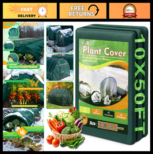10x50 ft Frost Protection Cloths - Green Plant Covers, Winter Garden Blanket, Fr - 第 1/7 張圖片