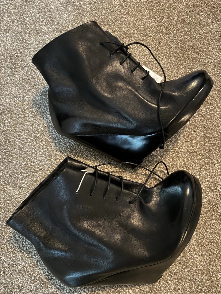 Botines MARSELL de cuero negro con tacón de cuña ITALIA, talla 39/8,5, NUEVOS Foto 2 de 4