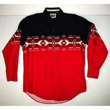 Vintage Western Shirt Size XL 80s 90s Cumberland 3 Tone Aztec SW Black Snaps