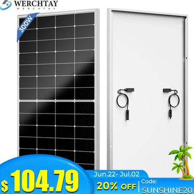300W Watt Monocrystalline Solar Panel 12V Charging RV Camping Home Off-Grid Boat