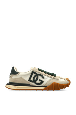 DOLCE&GABBANA Cream Beige Green Suede Sneakers New & Authentic