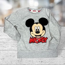 H M Disney Mickey Mouse Kids Grey Graphic Pullover Sweatshirt Size 2-4Y
