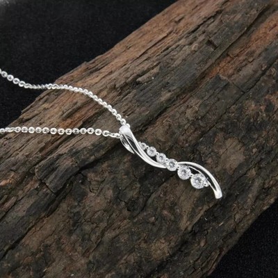 Stunning Round Cut Simulated Diamond Daily Wear Pendant 14k White Gold Plated