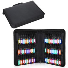 Portable Zippered Key Organizer Box 54 Hooks and Tags Premium Storage Binder