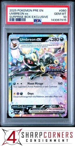2025 POKEMON PRE EN-PRISMATIC EVOLUTIONS SURPRISE BOX #060 UMBREON ex PSA 10