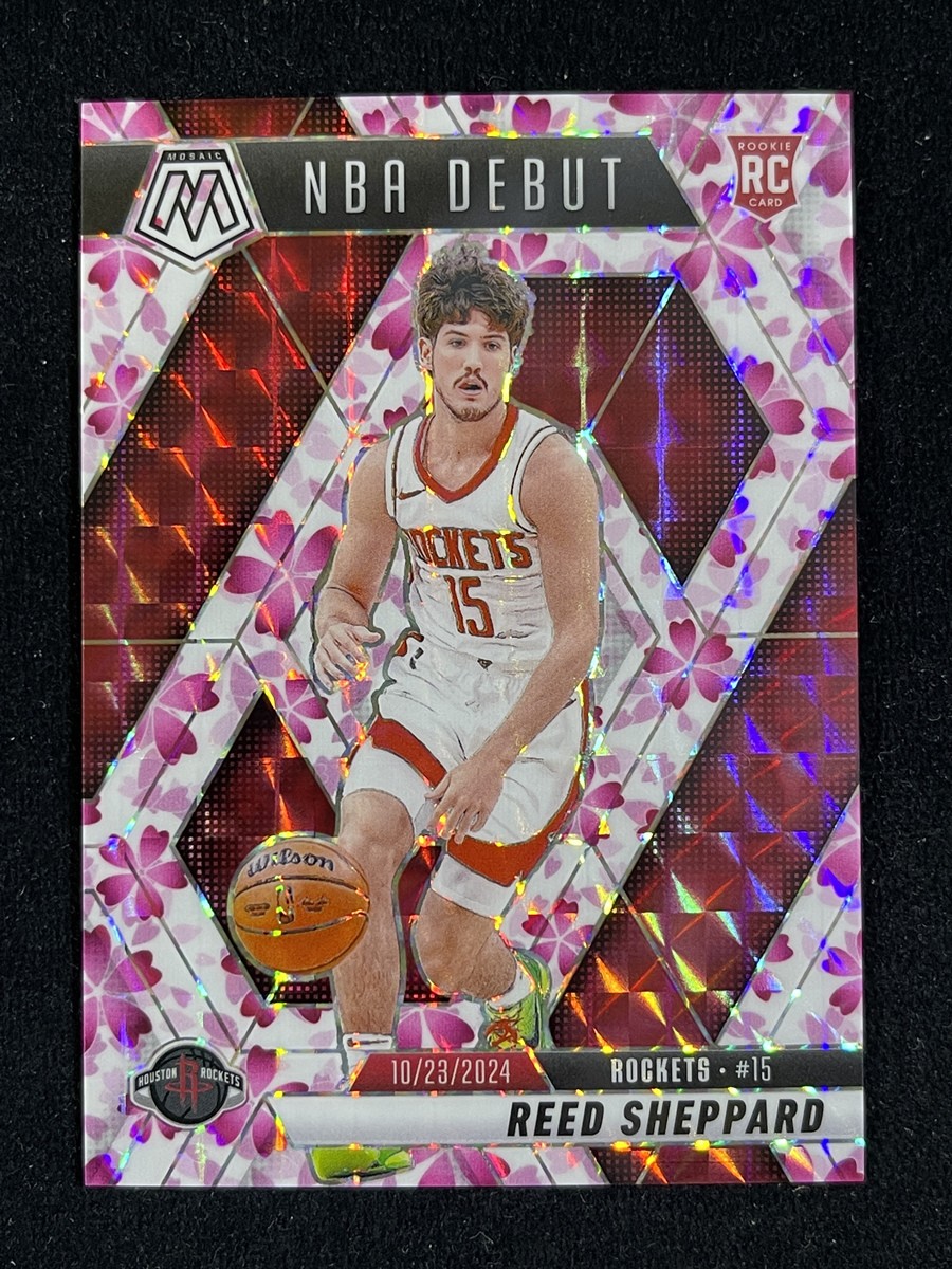 2024-25 Panini Mosaic Reed Sheppard #252 Choice Cherry Blossom NBA Debut RC /20