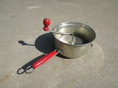 Wood Red Handle FOLEY Food Mill Masher Grinder Strain Manual Hand Crank Canning