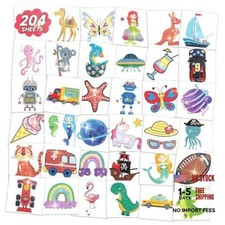 204 Sheets Tattoos for Kids Birthday Party Favors - Glitter Classroom Prizes