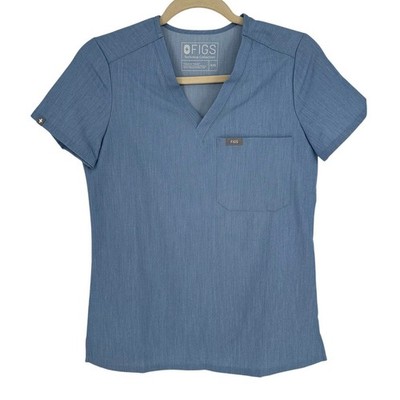 Figs NWT XXS Blue Catarina One Pocket Medical Scrub Top V Neck Short Sleeve