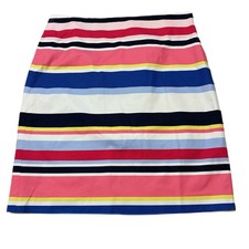 Talbots Multicolor Striped Knee Length Pencil Skirt Women s 8 Side-Zip Preppy