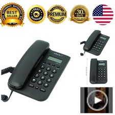 Corded Landline Phone Caller ID LCD FSK DTMF Analog Desk Wall Mount Black