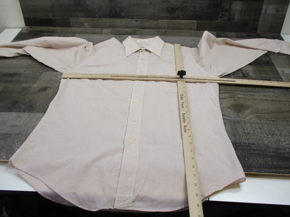 Camisa de vestir Napoli para hombre 15.5 32 marrón a cuadros vintage con botones manga larga bolsillo Foto 4 de 4